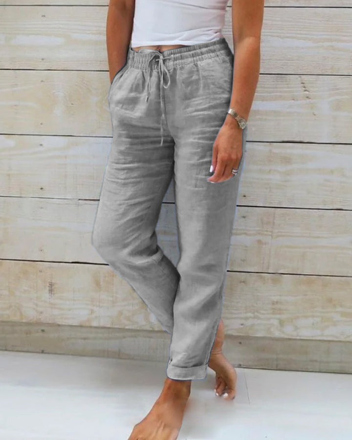 Laurent Atelier™ | Luxe Cotton-Linen Tailored Trousers