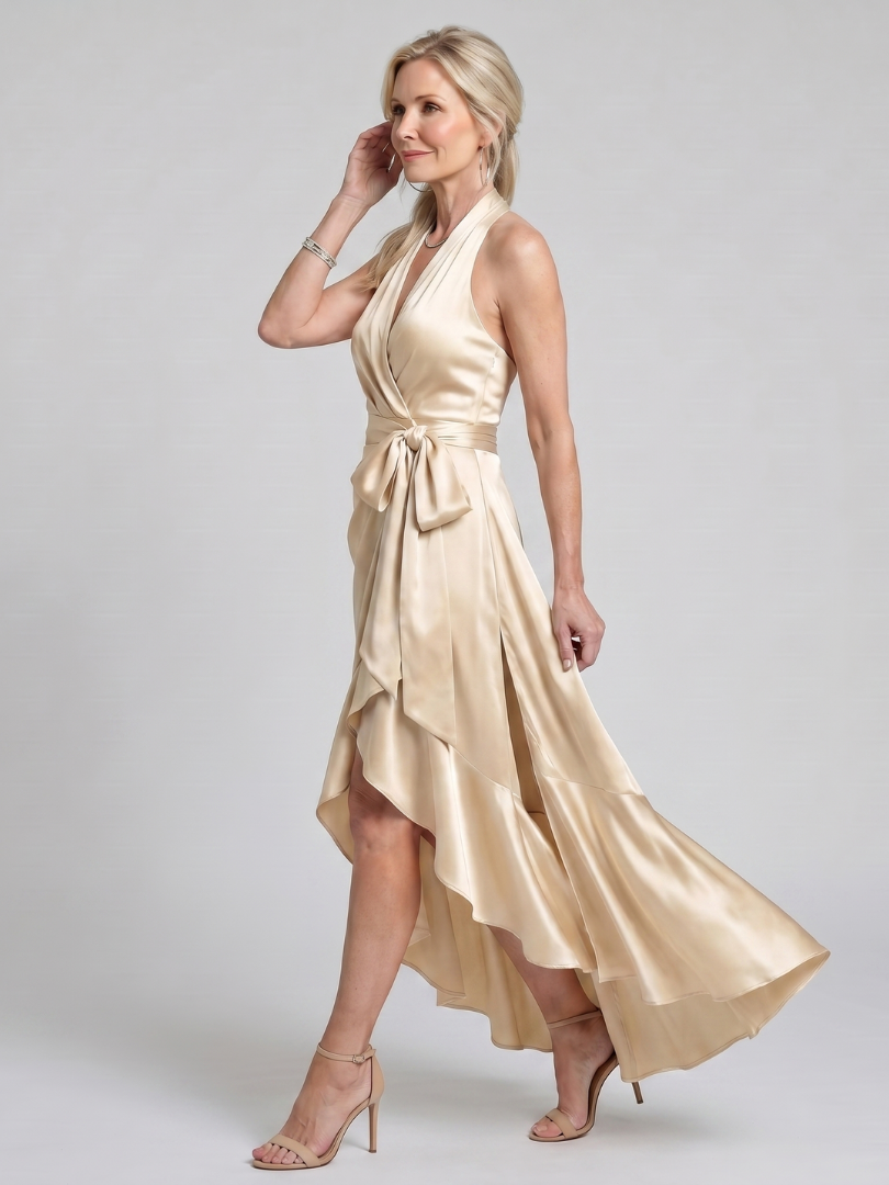 Auvelle | Robe Midi Asymétrique à Encolure Halter