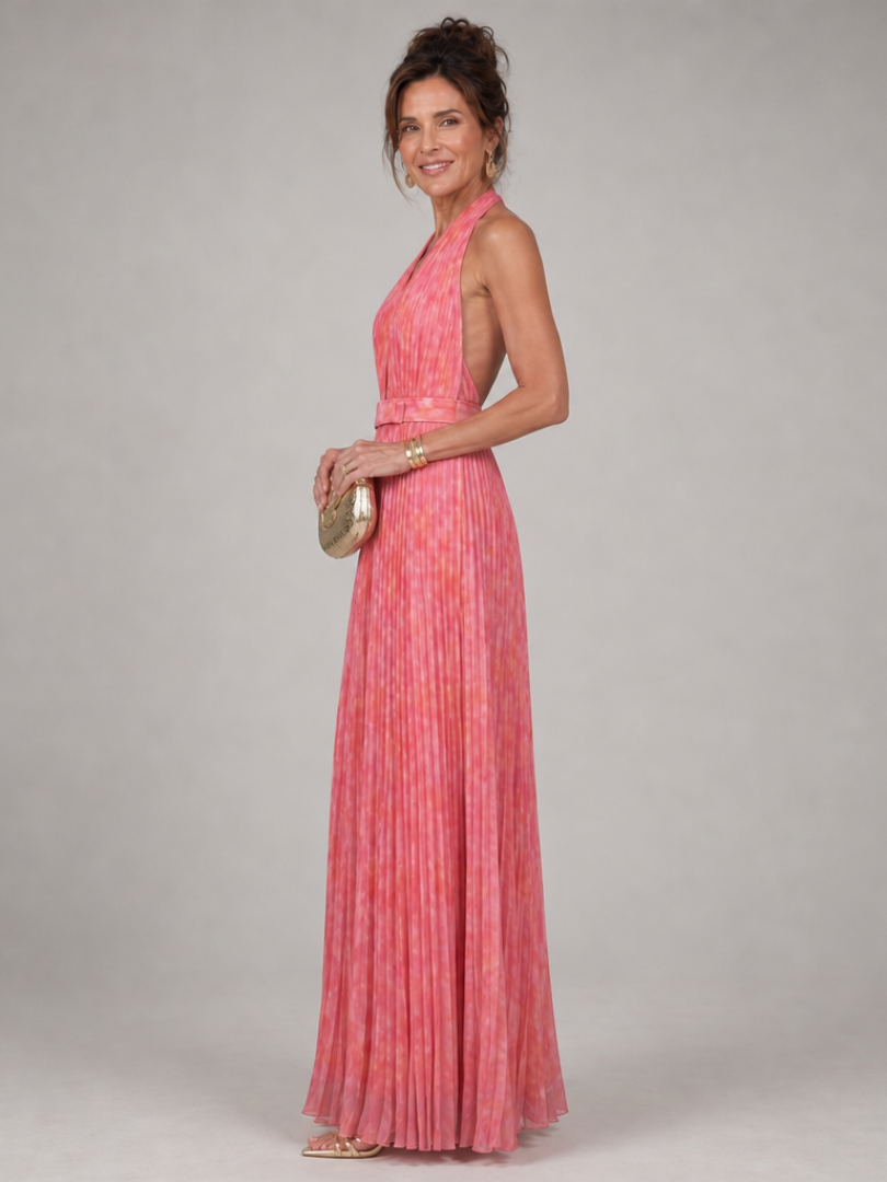 Auvelle | Robe Maxi à Encolure Halter et Plissée