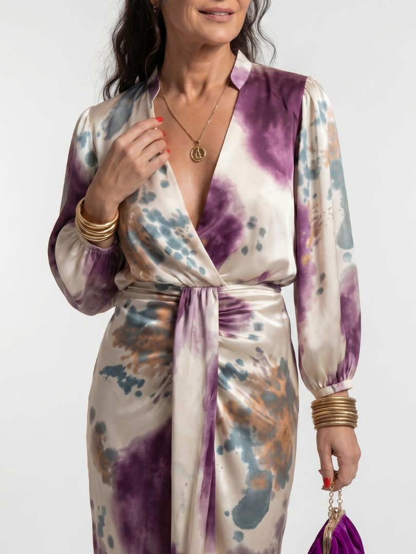 Auvelle | Robe midi imprimée avec lien à la taille
