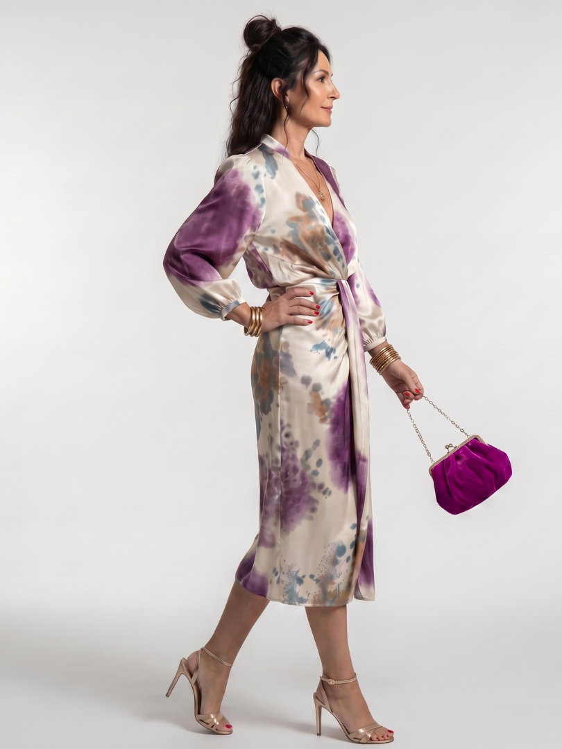 Auvelle | Robe midi imprimée avec lien à la taille