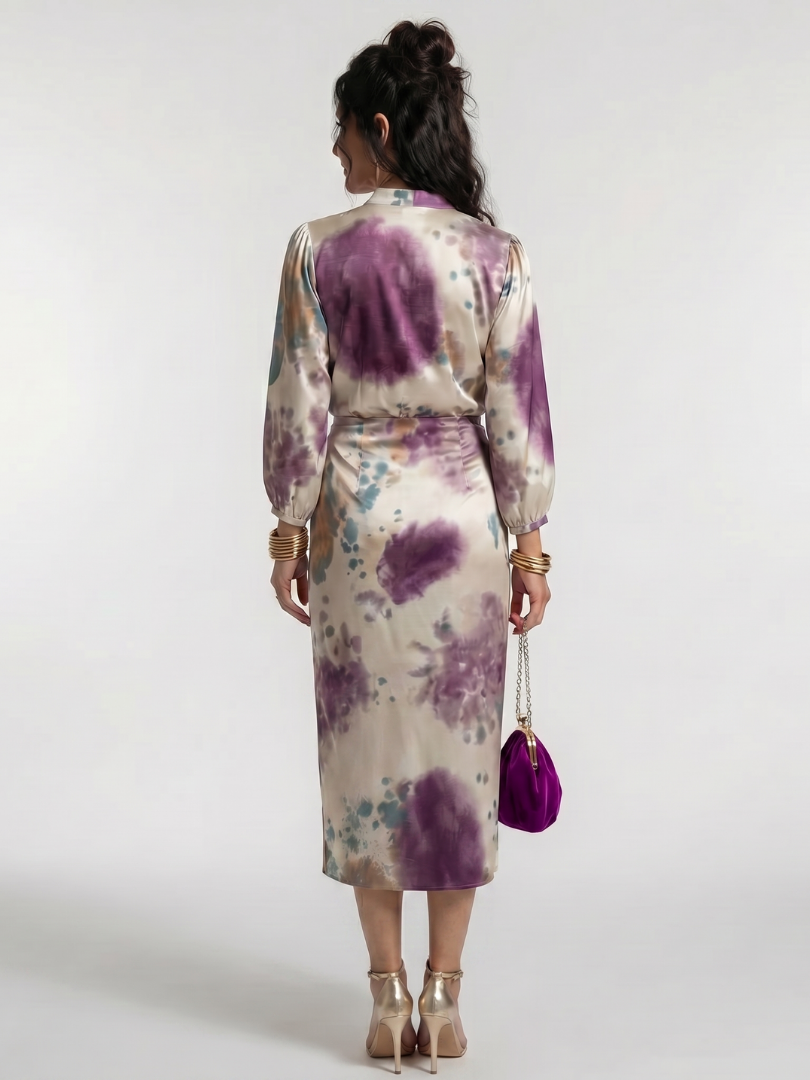 Auvelle | Robe midi imprimée avec lien à la taille
