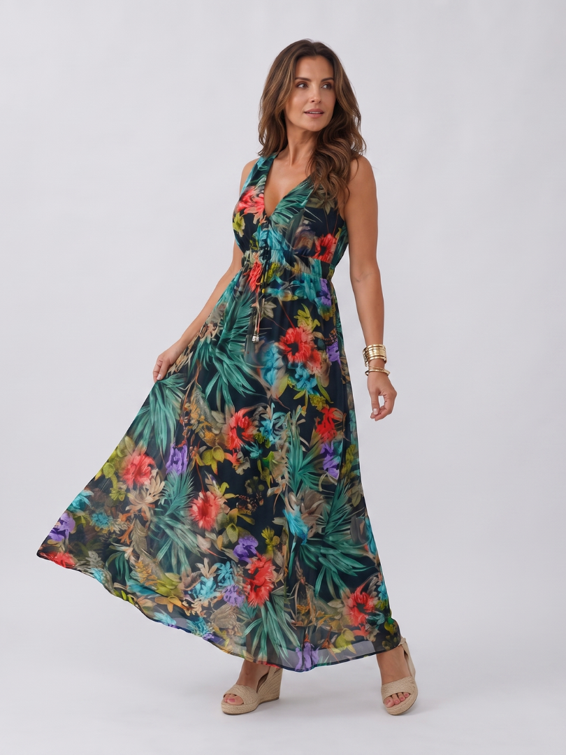Auvelle | Robe Midi Sans Manches à Taille Empire