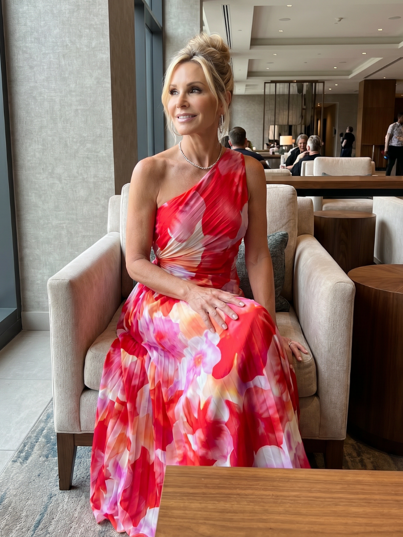 Auvelle | Robe Midi à Bretelle Unique avec Corsage Plissé