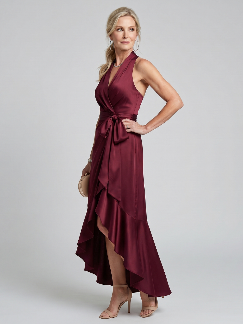 Auvelle | Robe Midi Asymétrique à Encolure Halter