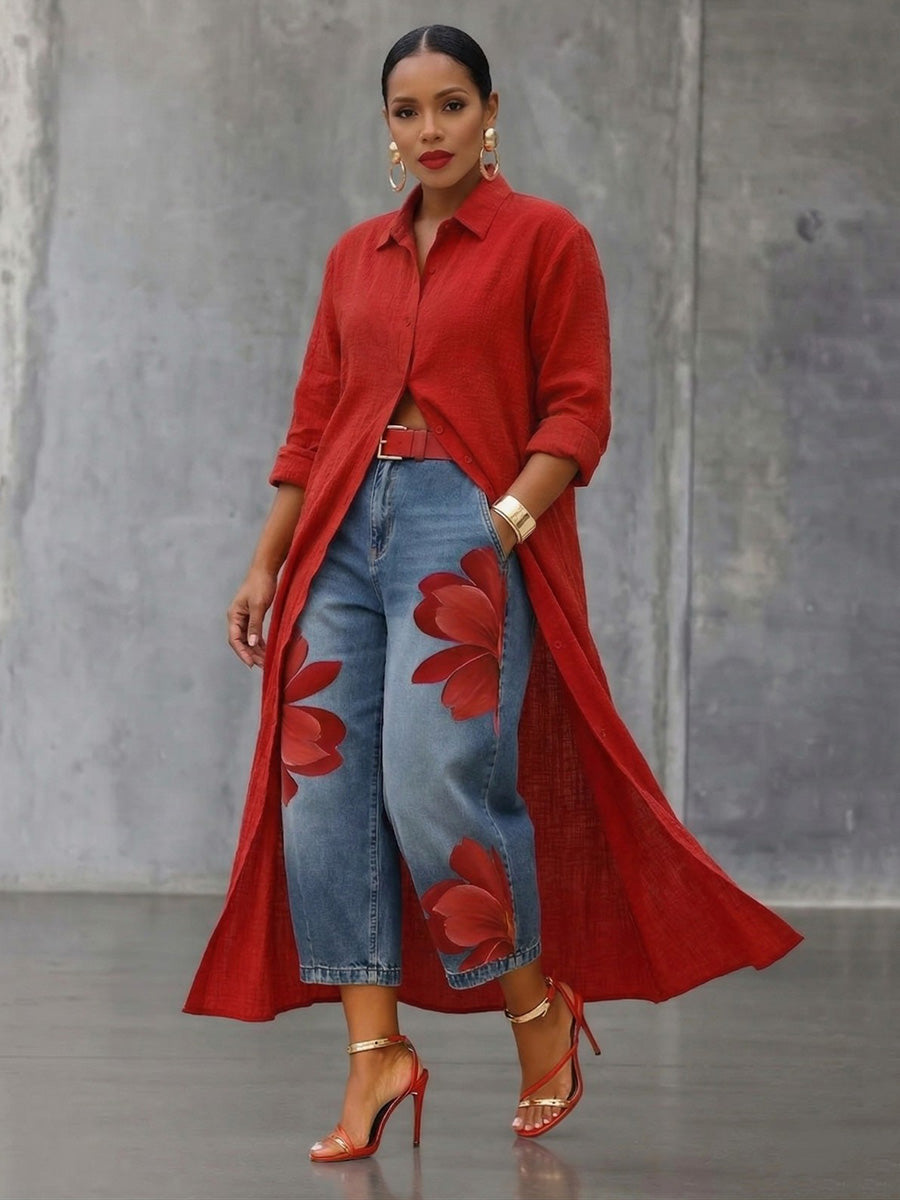 Laurent Atelier™ | Elegant Floral Wide-Leg Pants