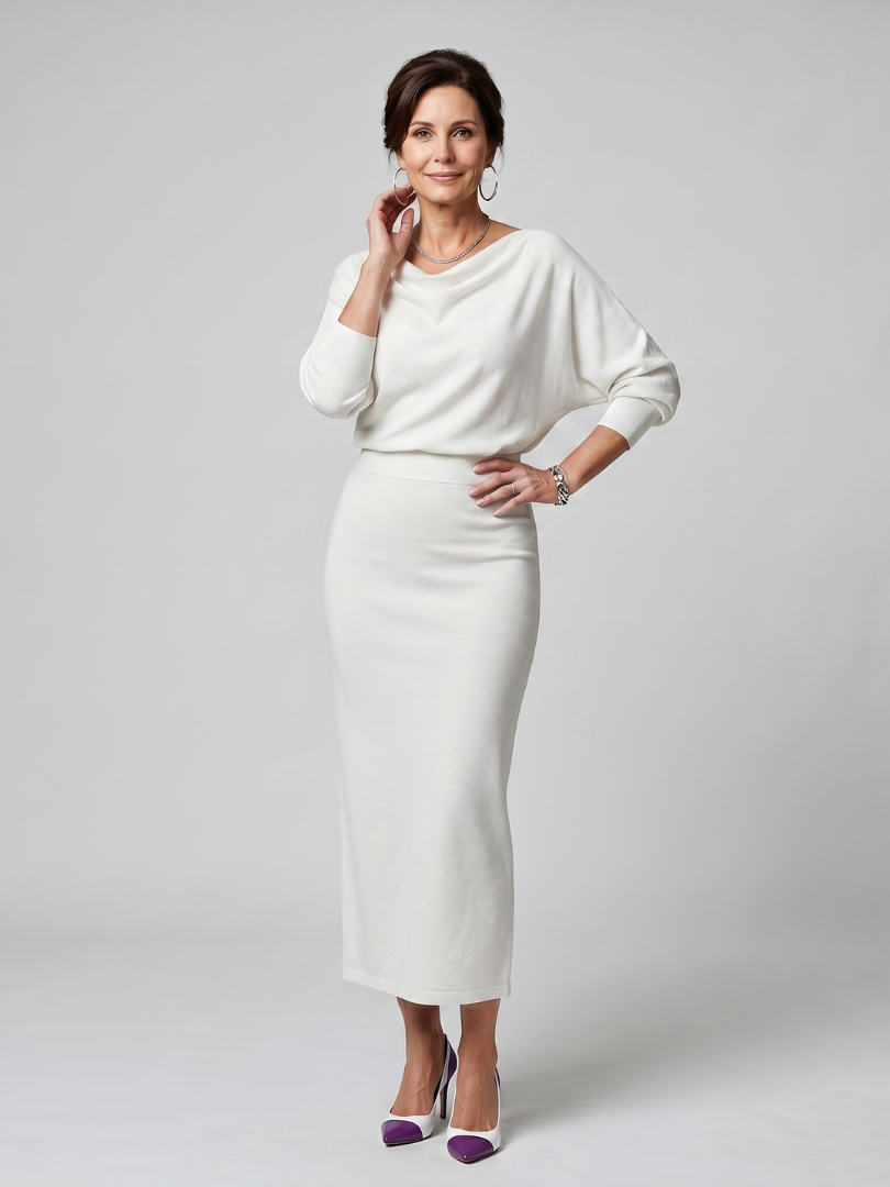 Auvelle | Robe midi ajustée à encolure drapée