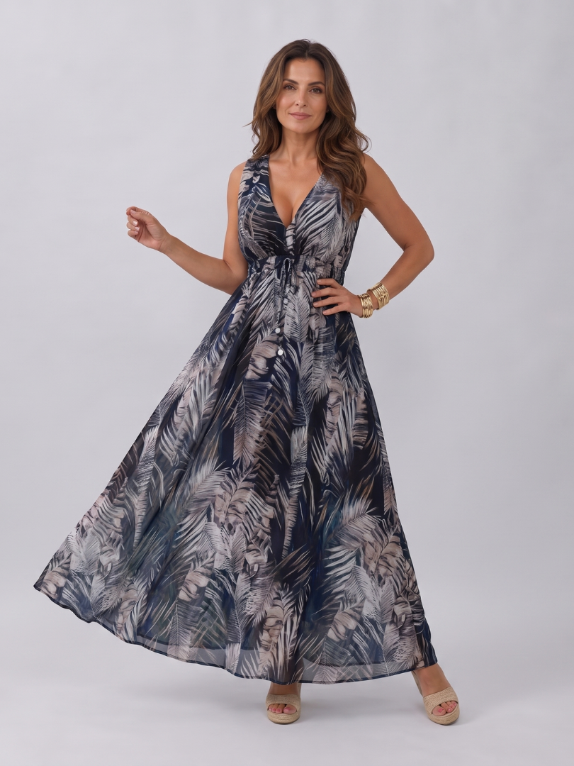 Auvelle | Robe Midi Sans Manches à Taille Empire