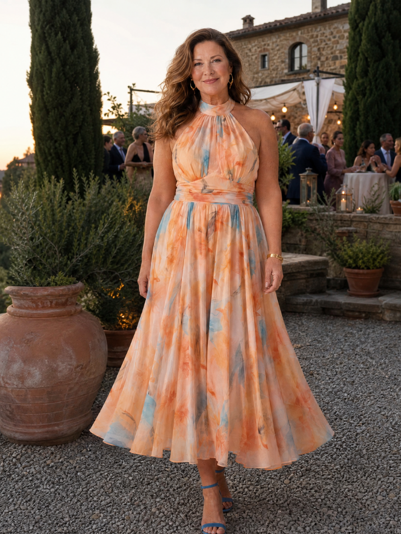 Auvelle | Robe Midi à Encolure Halter Douce