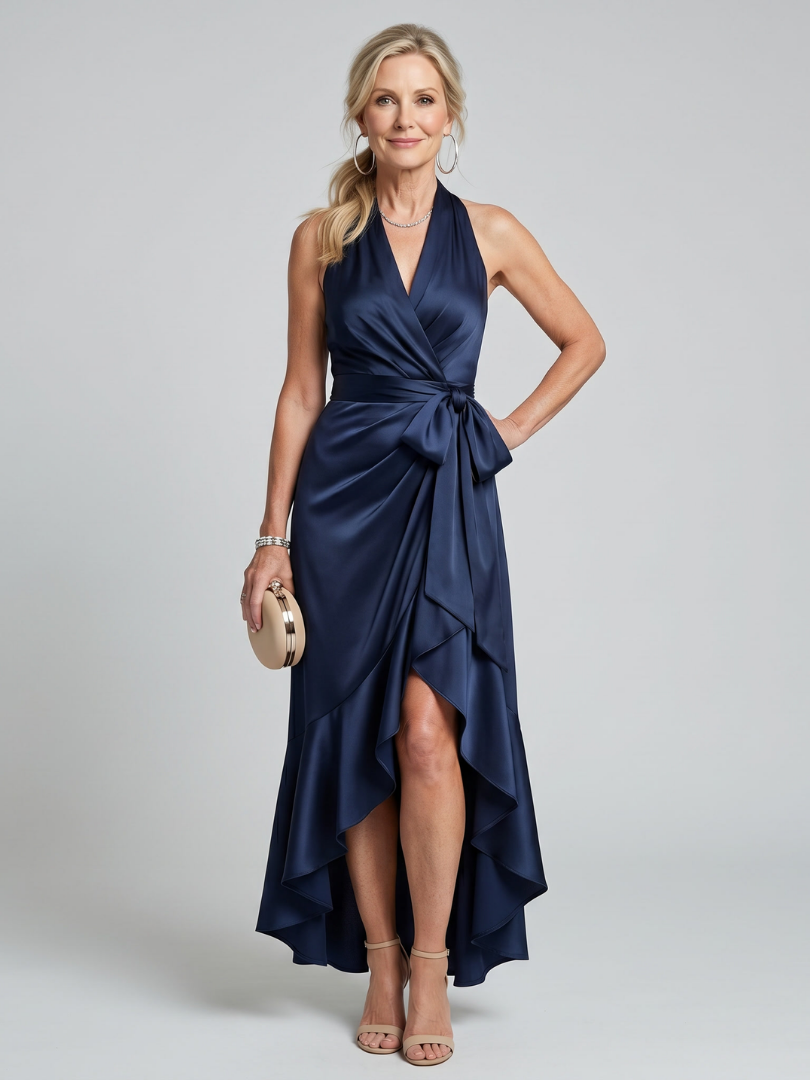 Auvelle | Robe Midi Asymétrique à Encolure Halter