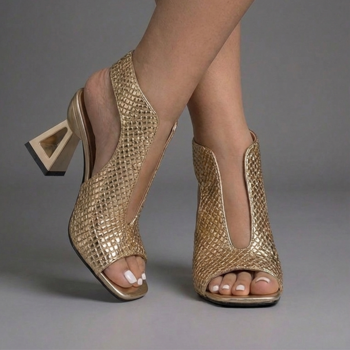 Celeste | Textured Open-Toe Heeled Sandals