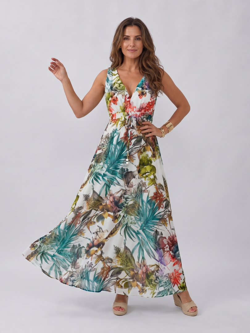 Auvelle | Robe Midi Sans Manches à Taille Empire