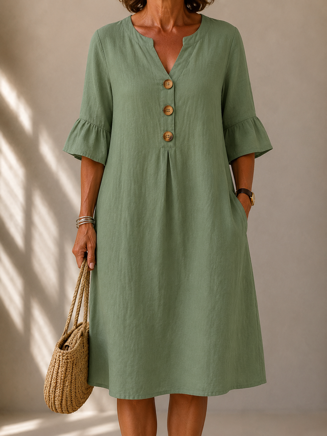 Amelia | Button-Front Midi Dress