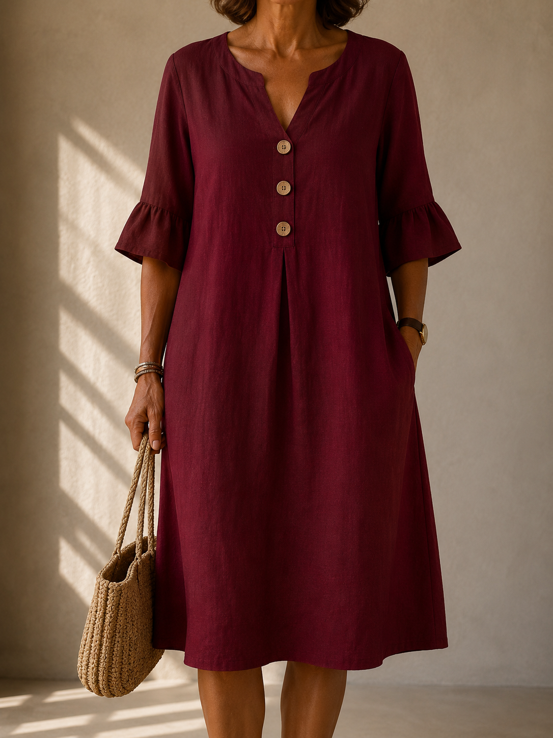 Amelia | Button-Front Midi Dress