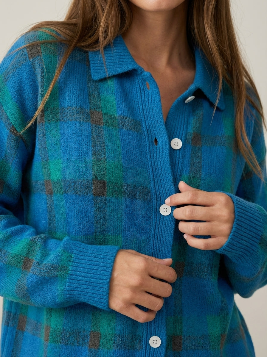 Eloise | Checked Button-Front Cardigan
