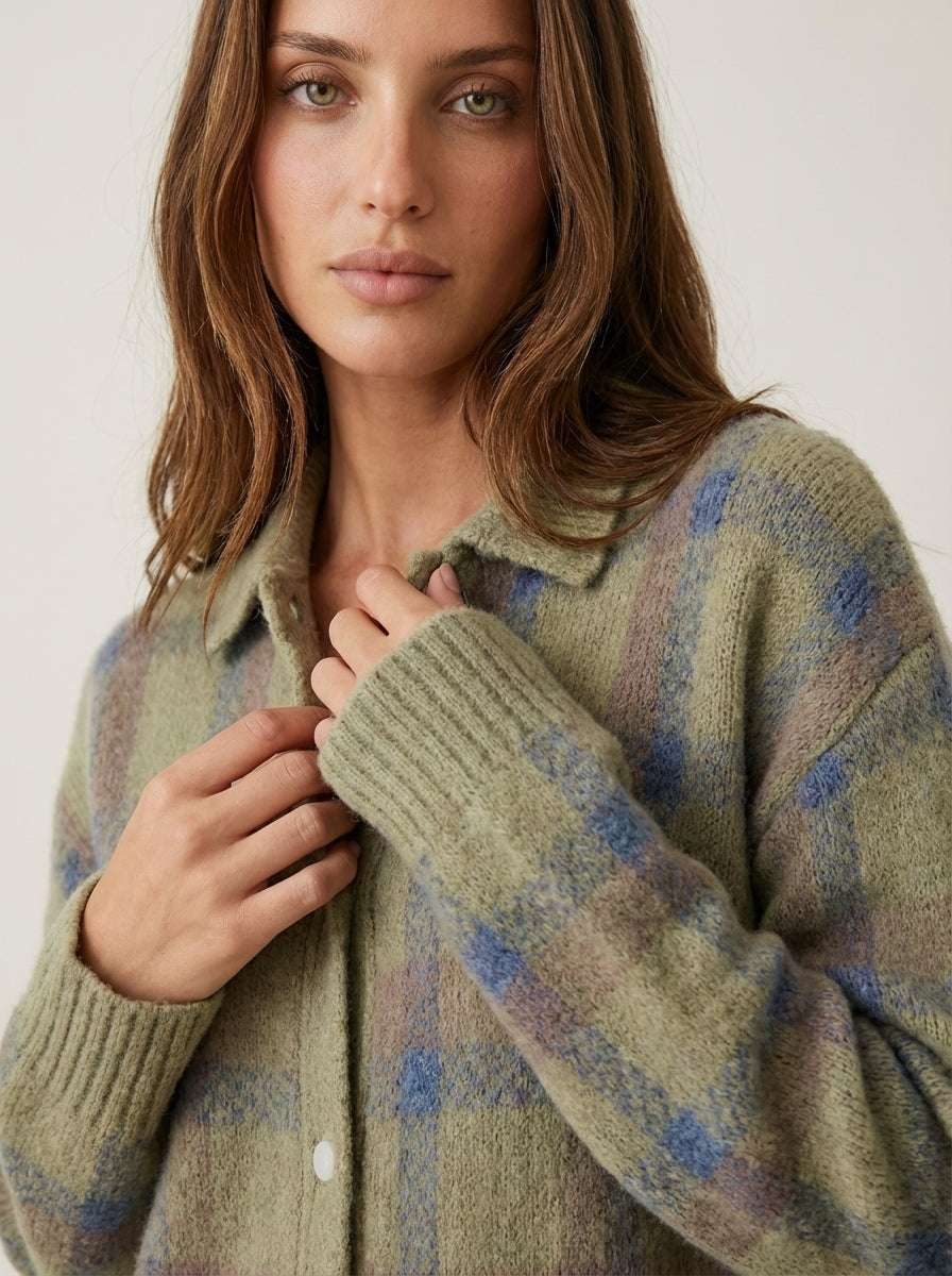 Eloise | Checked Button-Front Cardigan