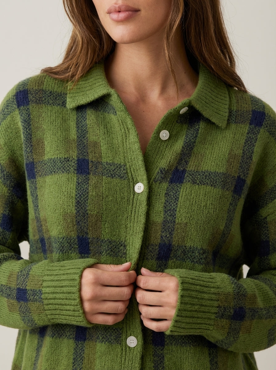 Eloise | Checked Button-Front Cardigan