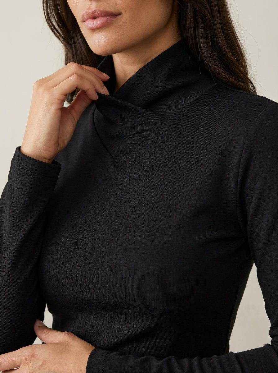 Celeste | Draped High-Neck Long-Sleeve Top