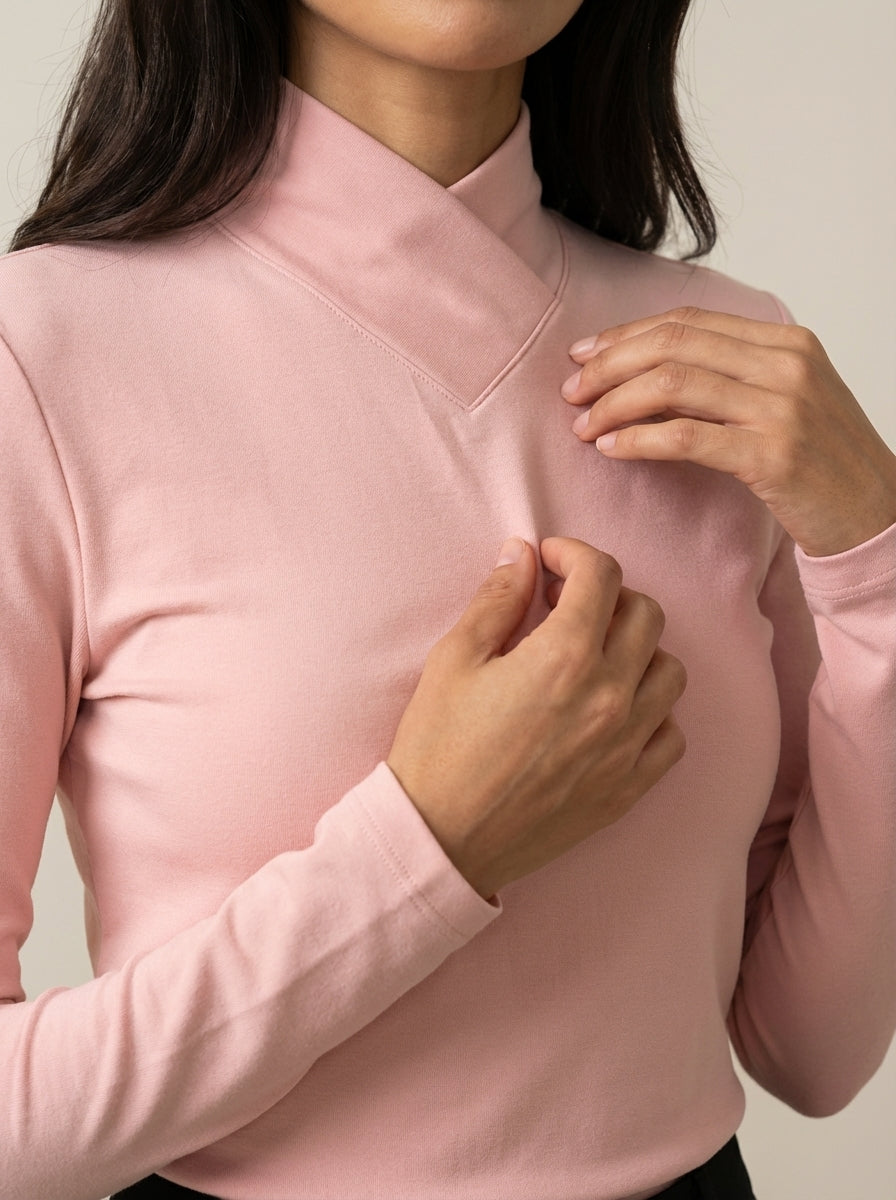 Celeste | Draped High-Neck Long-Sleeve Top