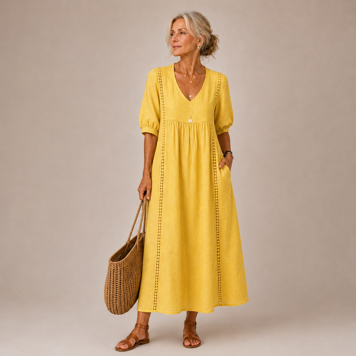 Elodie | Openwork-Trim Midi Dress