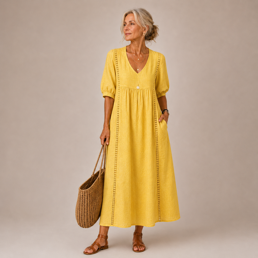 Elodie | Openwork-Trim Midi Dress