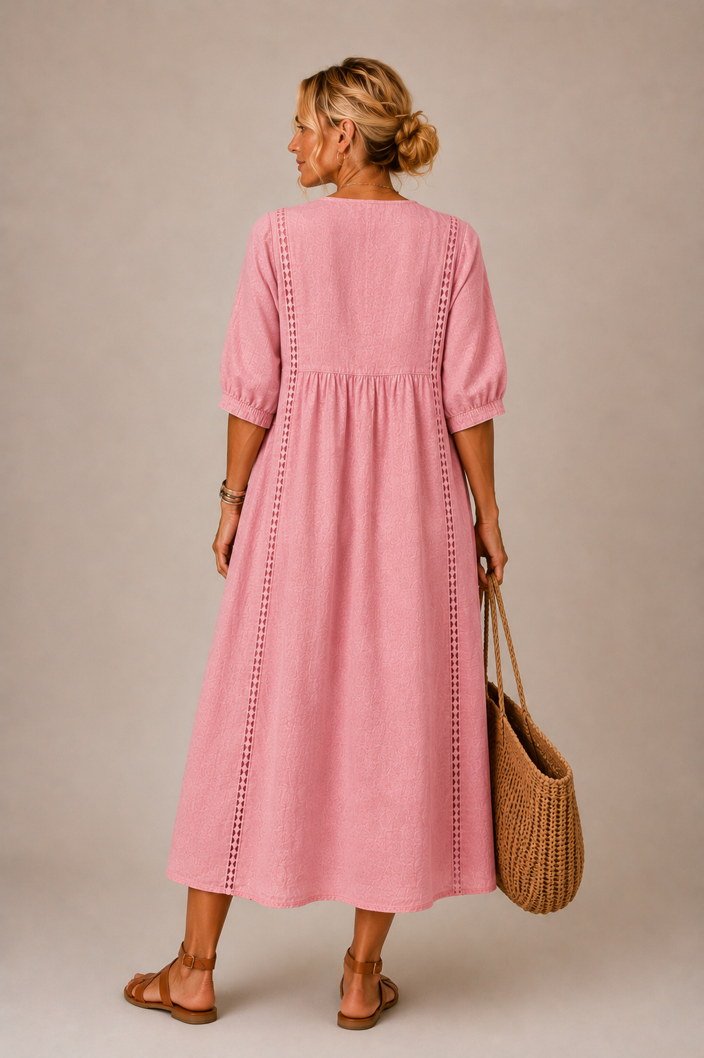 Elodie | Openwork-Trim Midi Dress