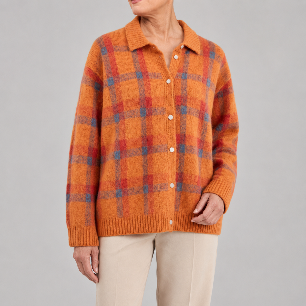 Eloise | Checked Button-Front Cardigan
