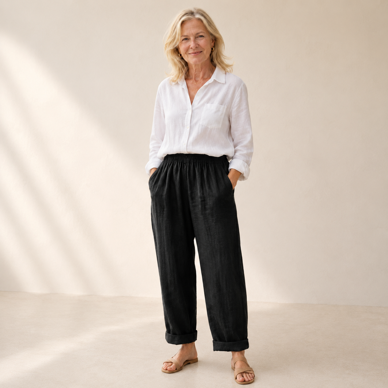 Amalia | Relaxed Cotton-Linen Pants