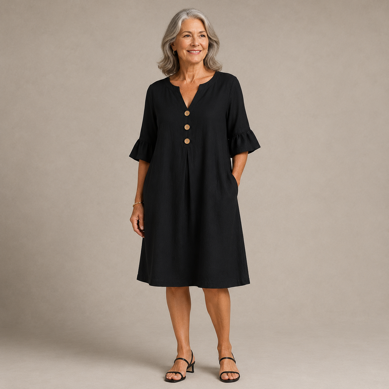 Amelia | Button-Front Midi Dress