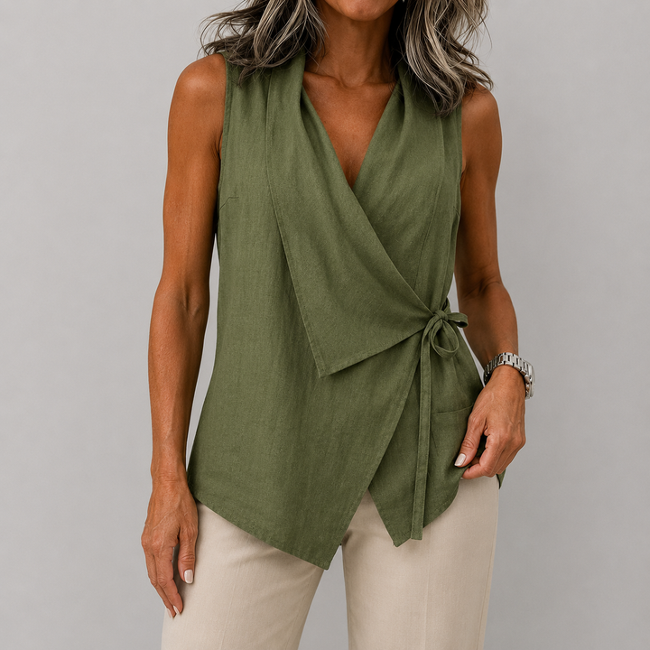 Valerie | Sleeveless Wrap-Front Top