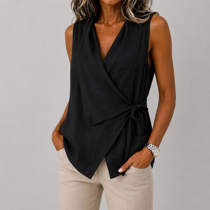 Valerie | Sleeveless Wrap-Front Top