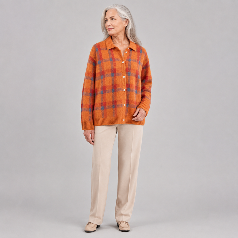 Eloise | Checked Button-Front Cardigan