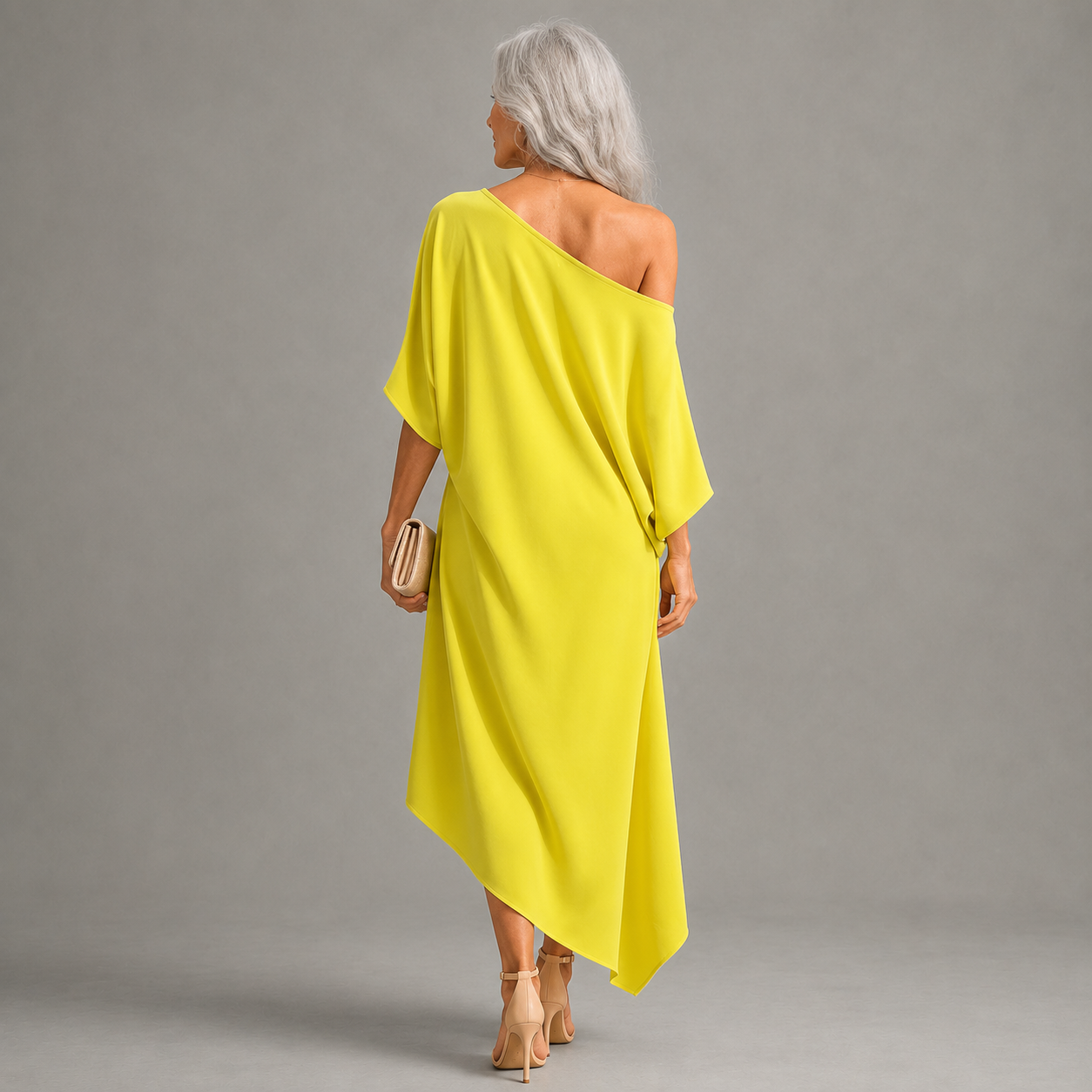 Alessia | One-Shoulder Draped Midi Dress