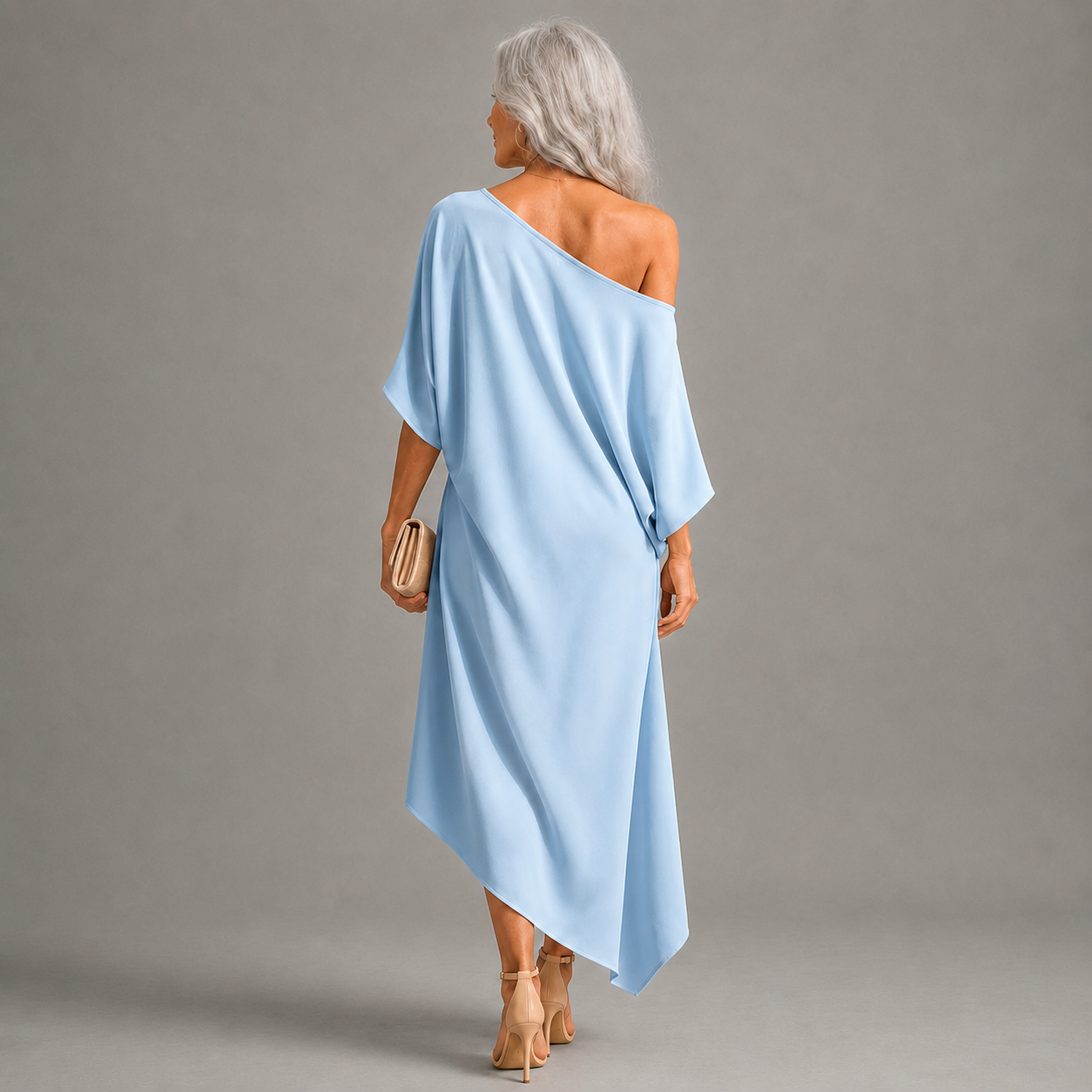 Alessia | One-Shoulder Draped Midi Dress