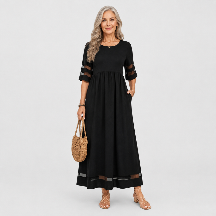 Nadia | Sheer-Detail Midi Dress