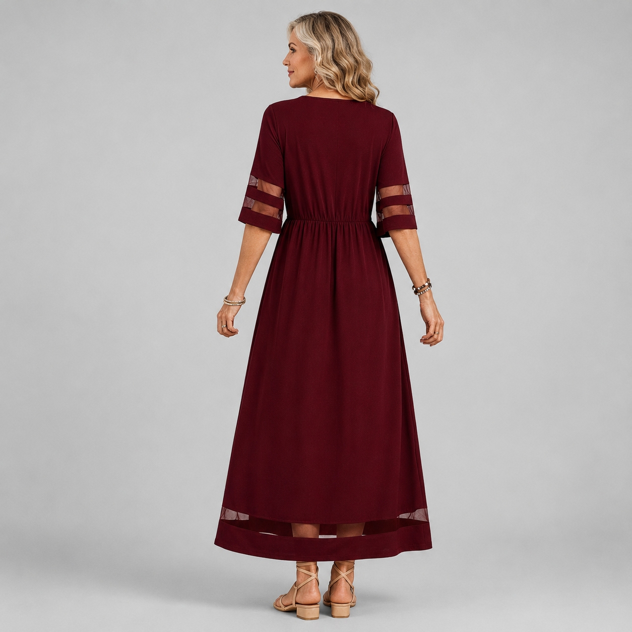 Nadia | Sheer-Detail Midi Dress