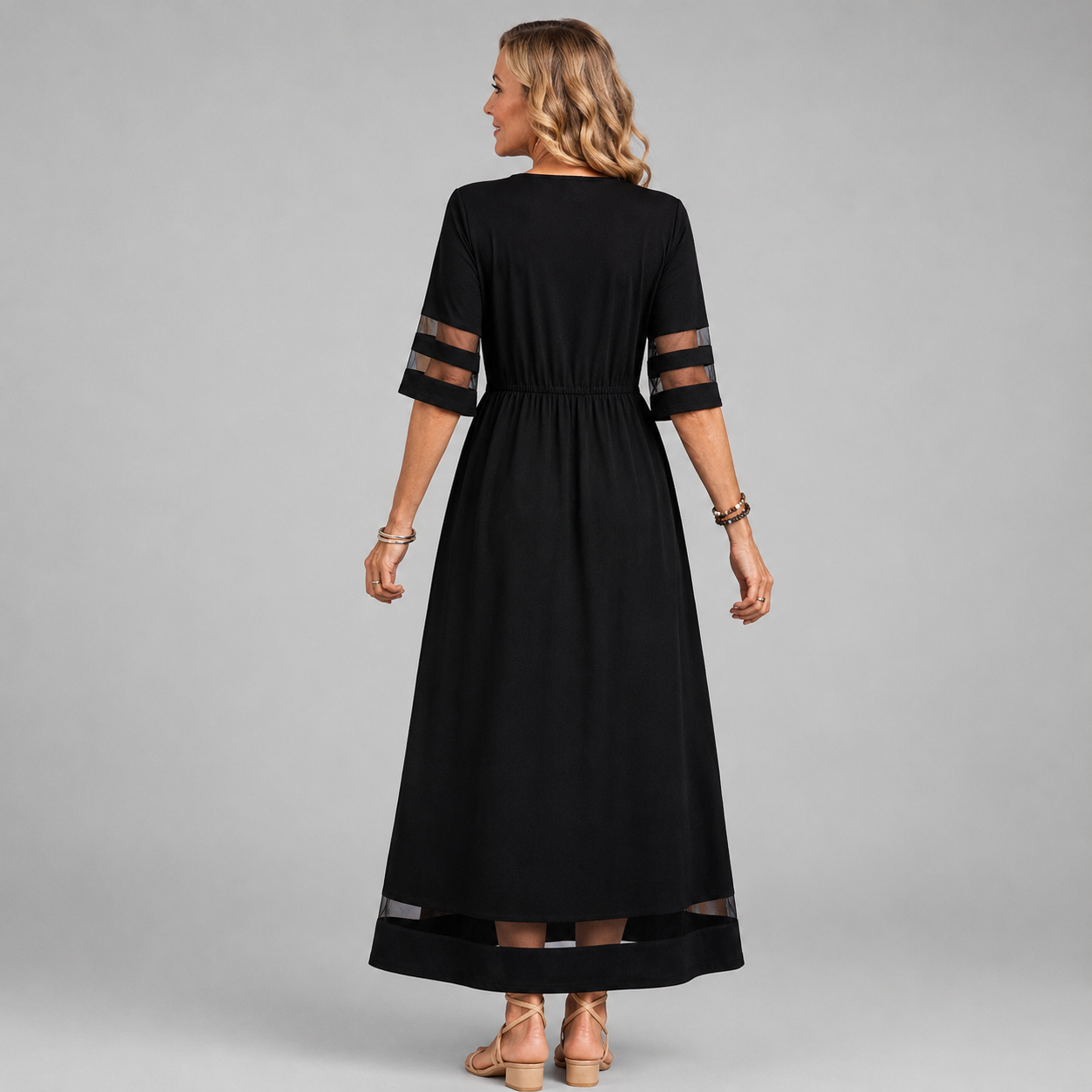 Nadia | Sheer-Detail Midi Dress