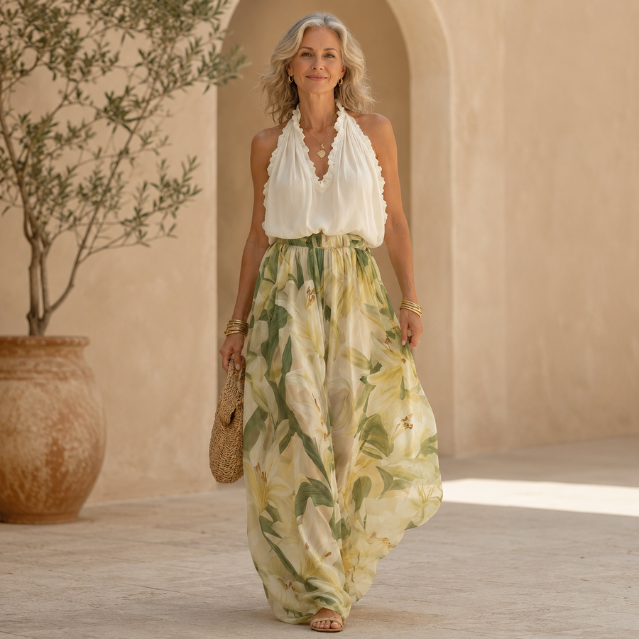 Clara | Halter Top and Printed Skirt Set