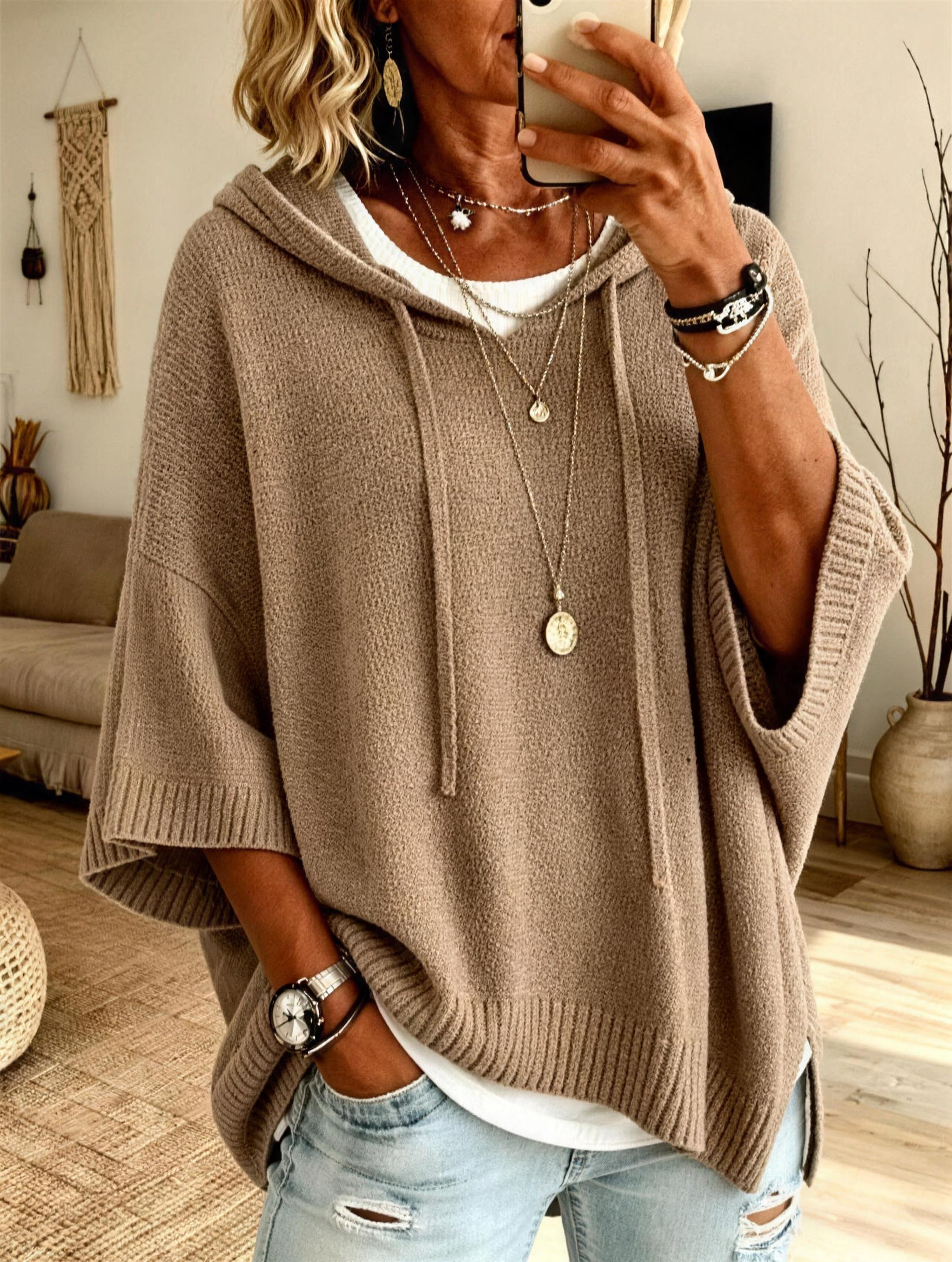 Monique | Relaxed Hooded Knit Sweater