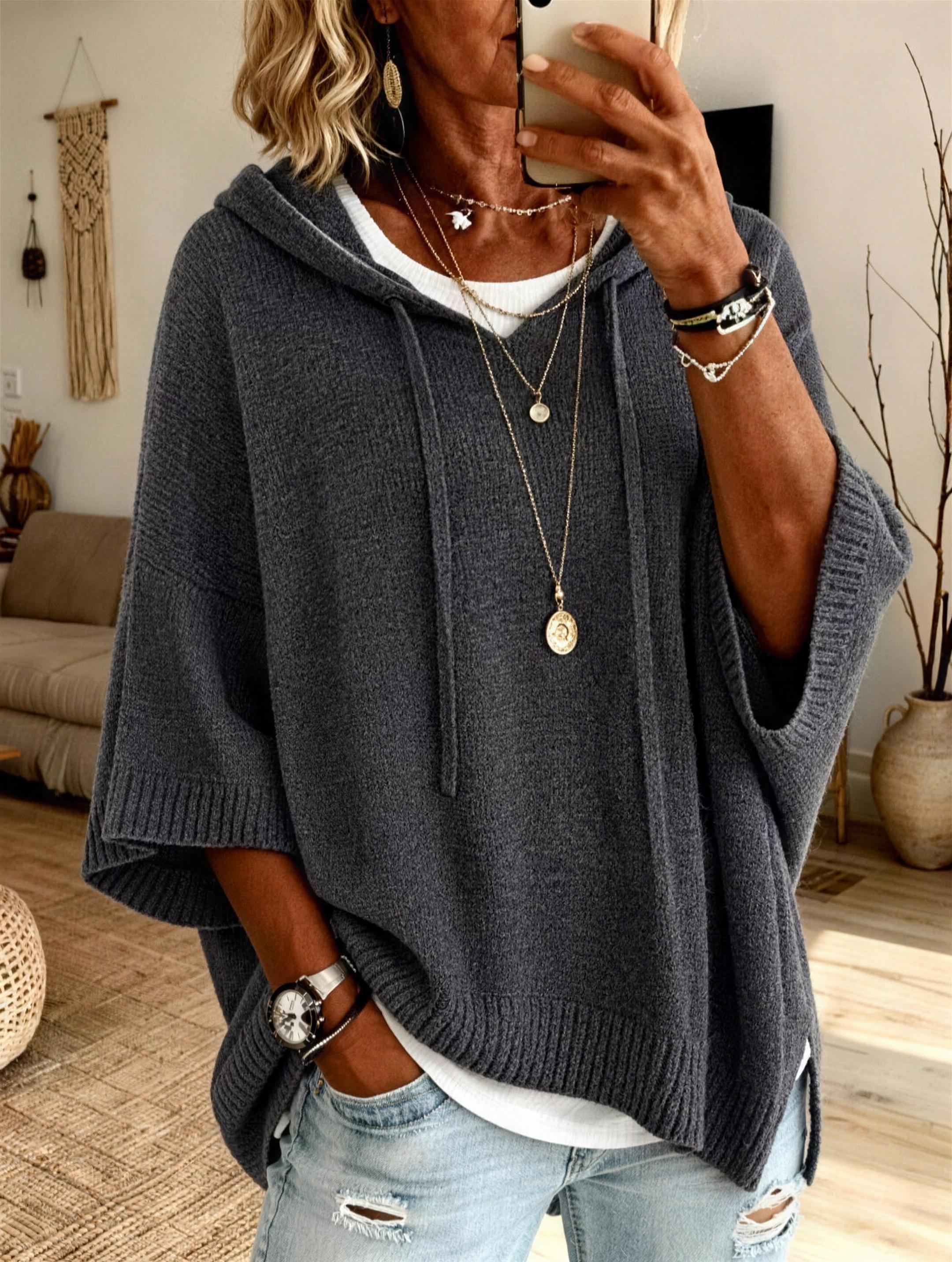 Monique | Relaxed Hooded Knit Sweater