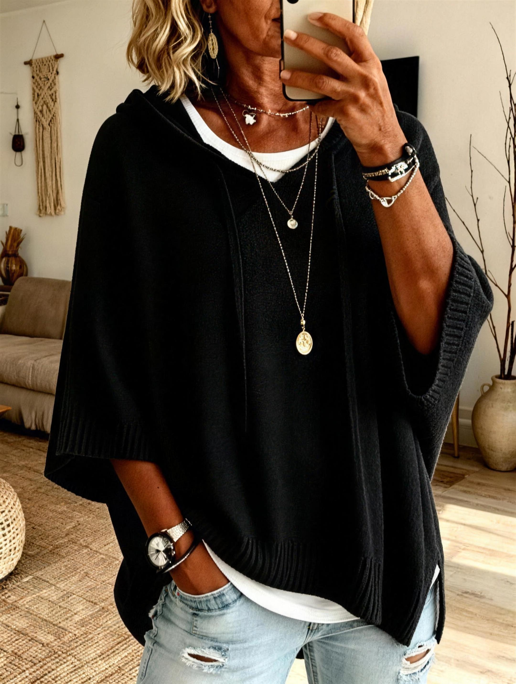 Monique | Relaxed Hooded Knit Sweater