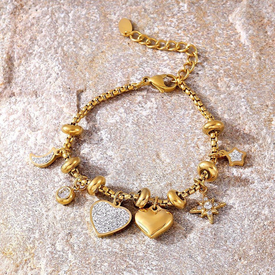 Amélie | Bracelet Doré à Breloques