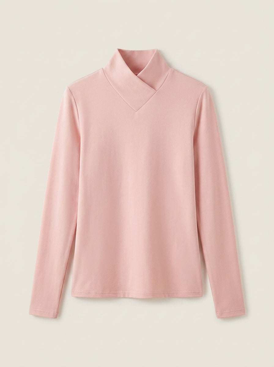 Celeste | Draped High-Neck Long-Sleeve Top
