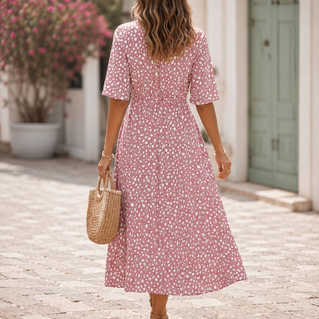 Madeleine | Printed V-Neck Midi Dres