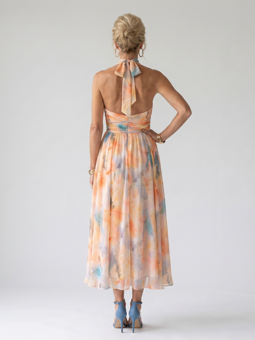 Auvelle | Robe Midi à Encolure Halter Douce