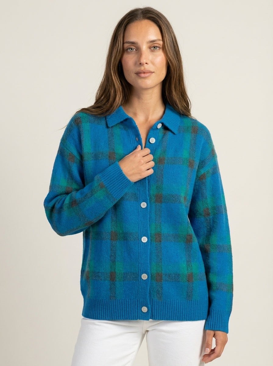 Eloise | Checked Button-Front Cardigan