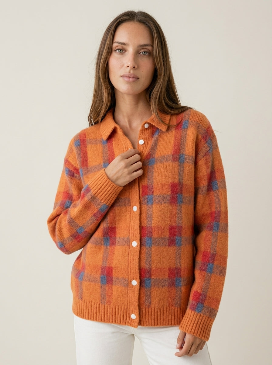 Eloise | Checked Button-Front Cardigan