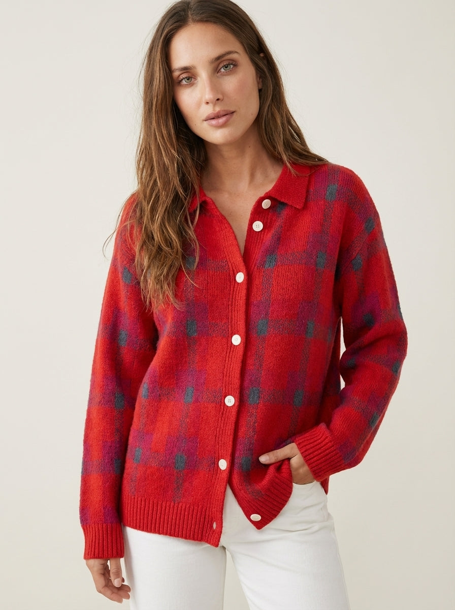 Eloise | Checked Button-Front Cardigan