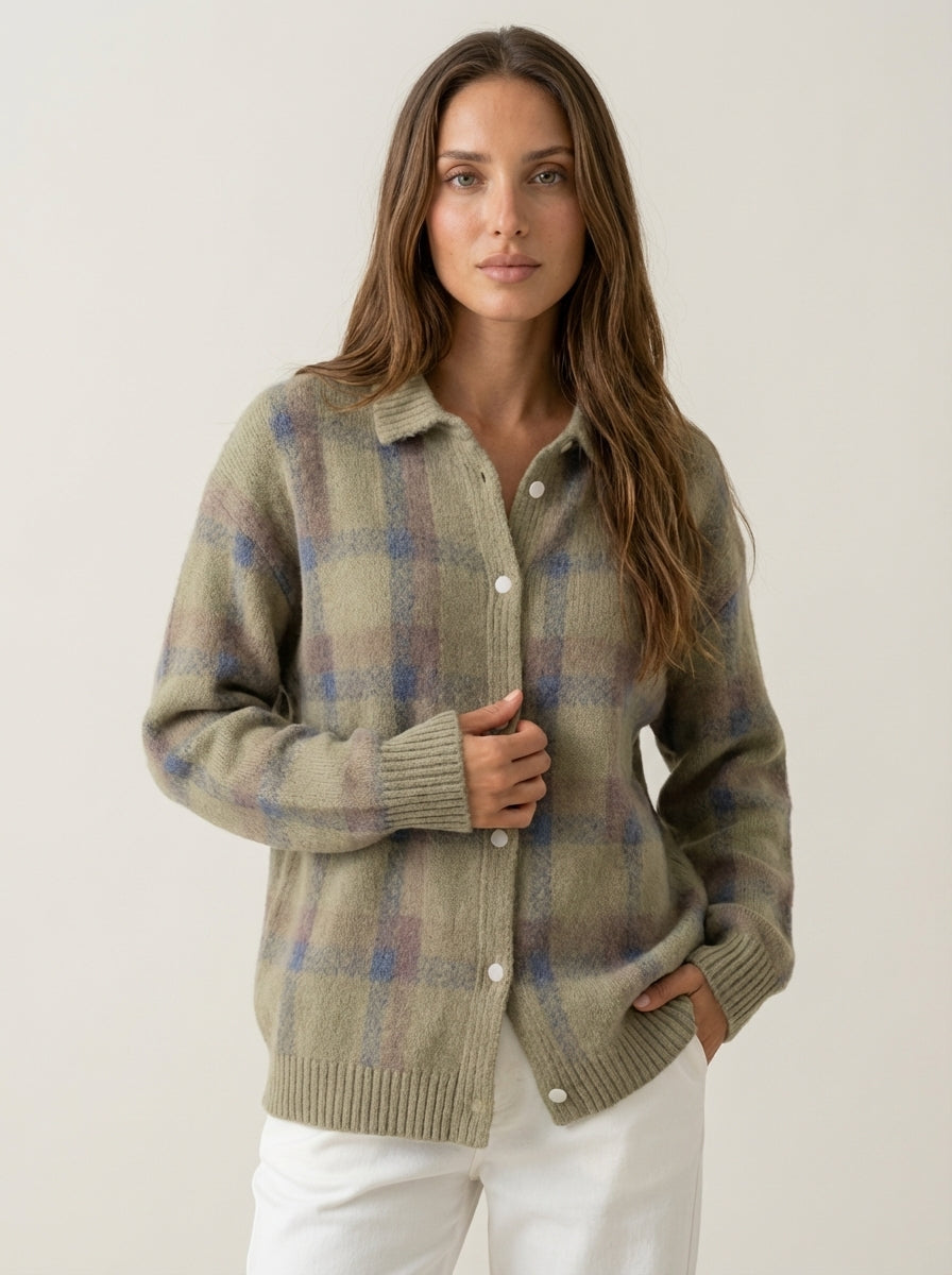 Eloise | Checked Button-Front Cardigan