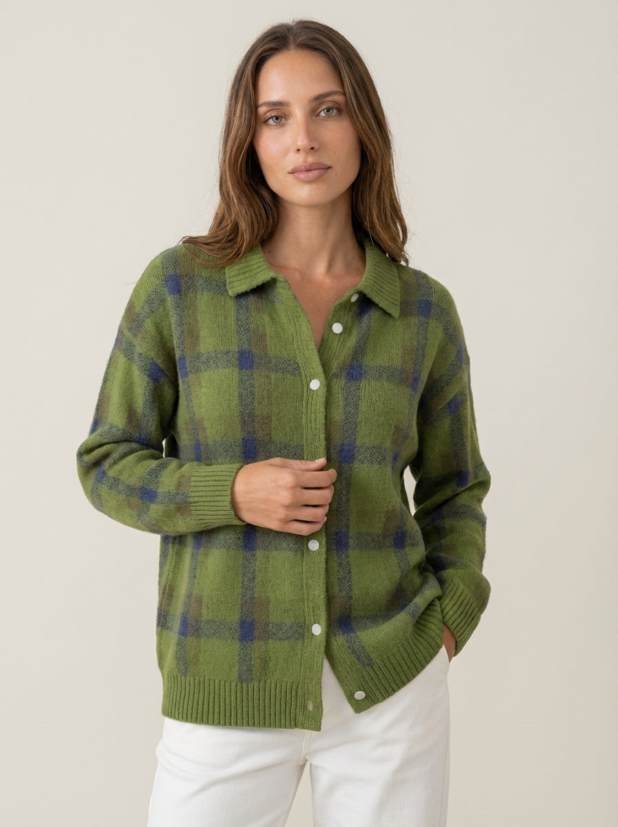 Eloise | Checked Button-Front Cardigan